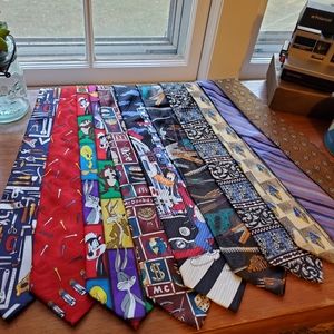 Lot of 10 Ties - Vintage, Peter Milar, Talbot, Looney Tunes, Mickey
